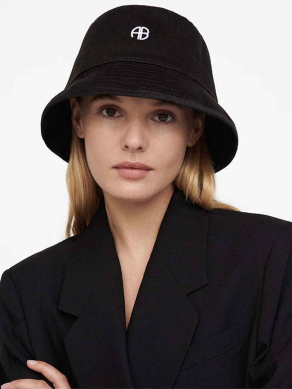 Anine Bing Cami Bucket Hat Monogram in Black
